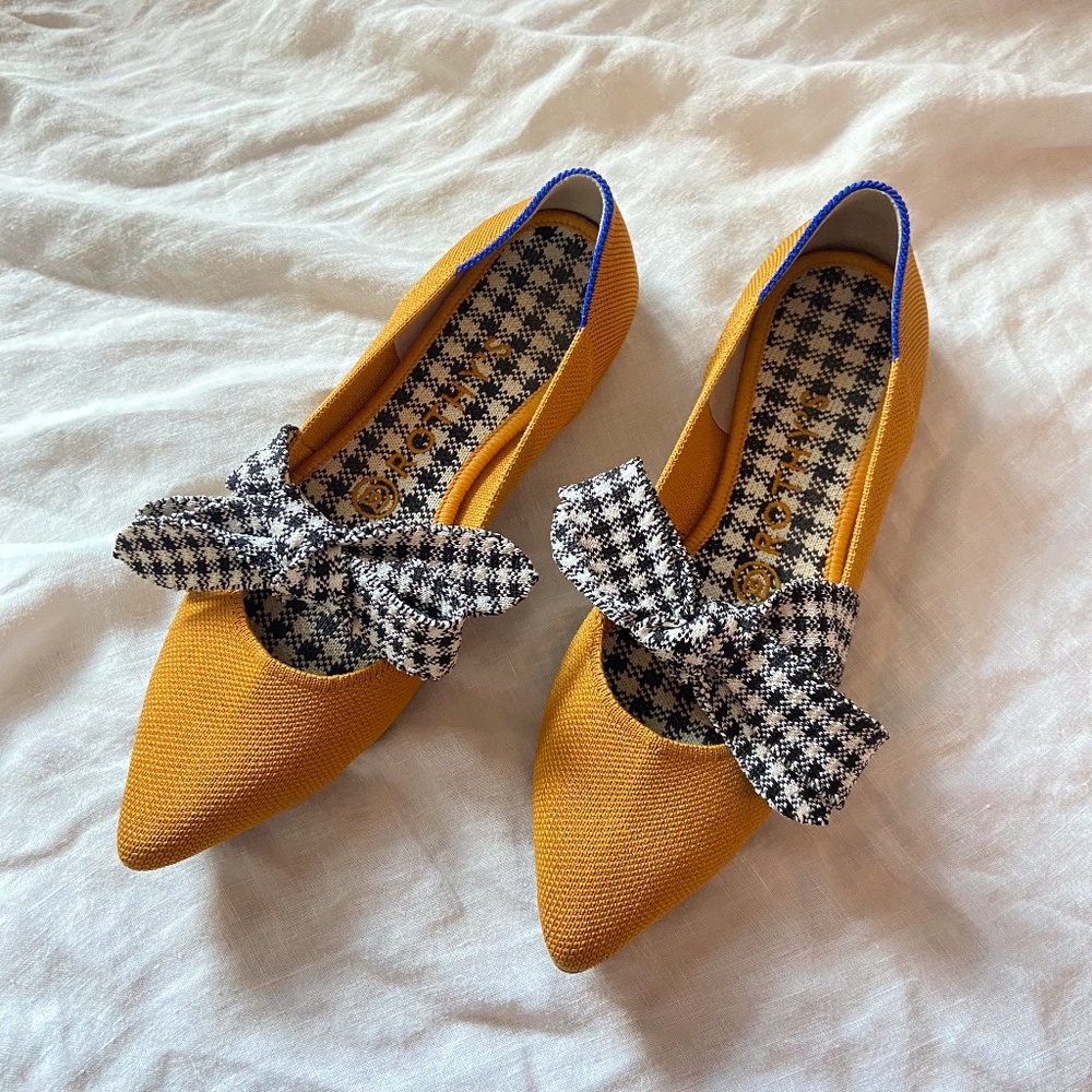 Rothy's Yellow Gingham Mary Jane Flat